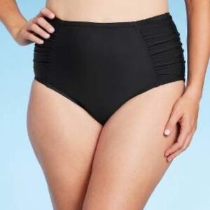Aqua Green Black Ruched‎ Side Swimsuit Bottoms Large L